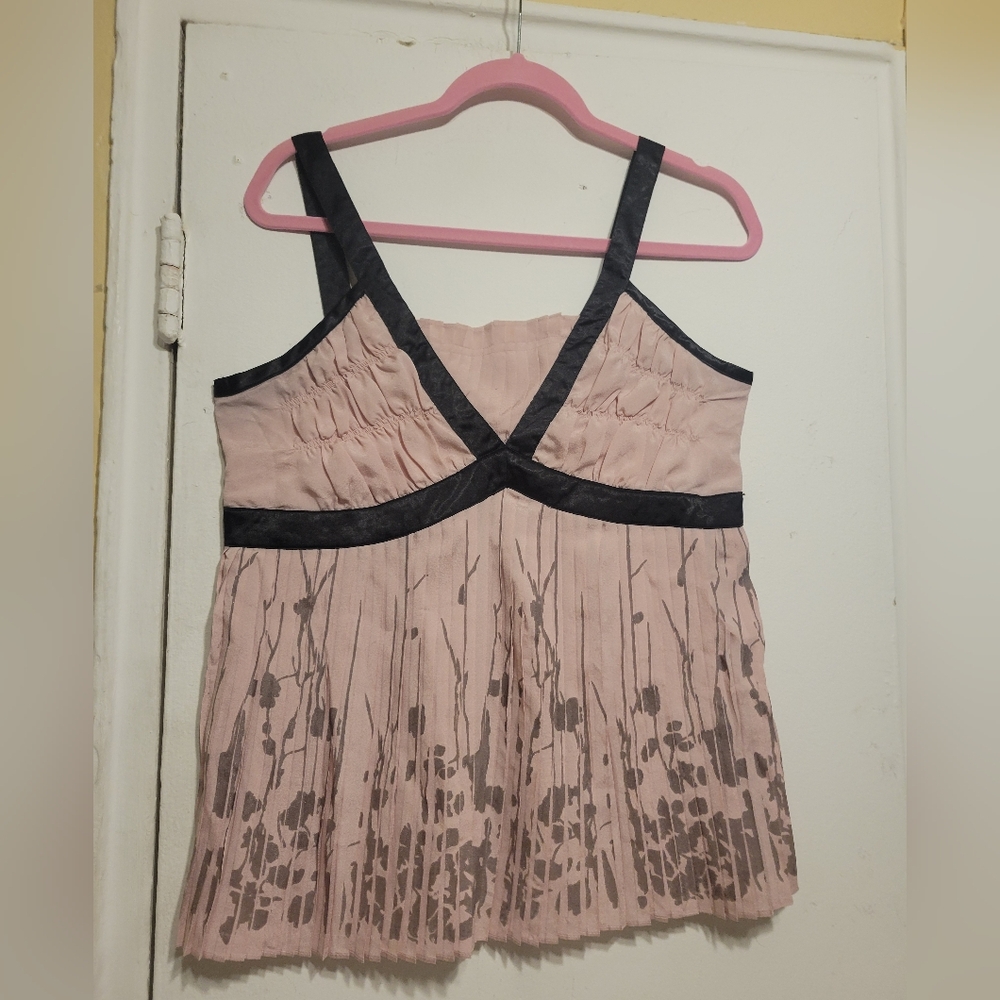LeShop Pink, Black and Gray Patterned Fabric Wonen's Top SZ L
